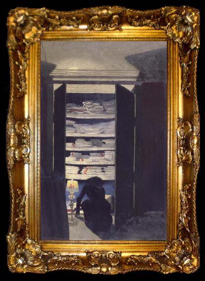 framed  Felix Vallotton Woman Searching through a cupboard, ta009-2