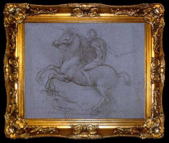 framed  LEONARDO da Vinci Study fur the Sforza monument, ta009-2