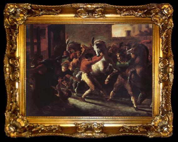 framed  Theodore   Gericault Study to the race of the wild horses, ta009-2