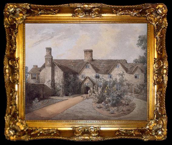 framed  William Henry Pyne Boy playing a drum in the garden of a Country House, ta009-2