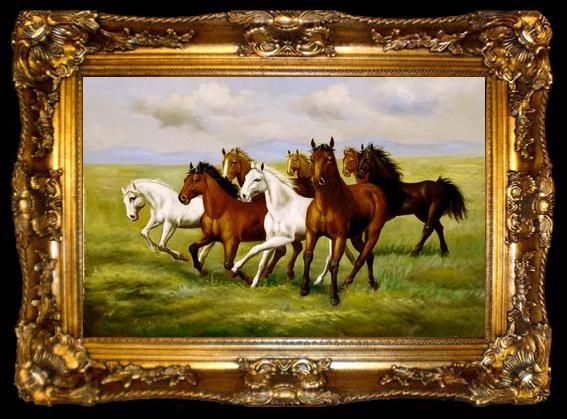 framed  unknow artist Horses 025, ta009-2