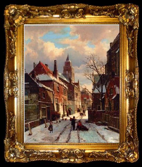 framed  unknow artist European city landscape, street landsacpe, construction, frontstore, building and architecture.075, ta009-2