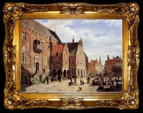 framed  unknow artist European city landscape, street landsacpe, construction, frontstore, building and architecture.007, ta009-2