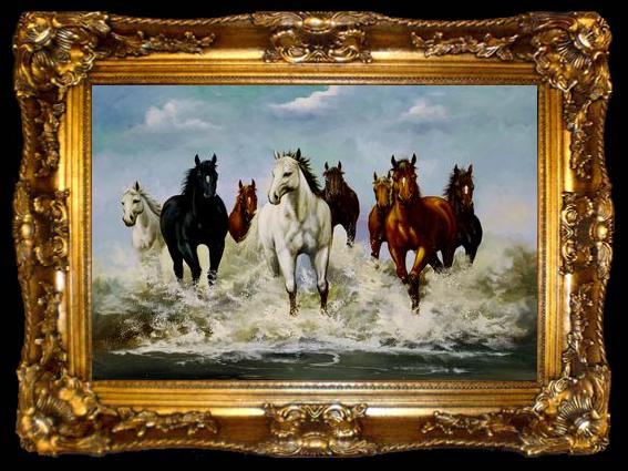 framed  unknow artist Horses 023, ta009-2