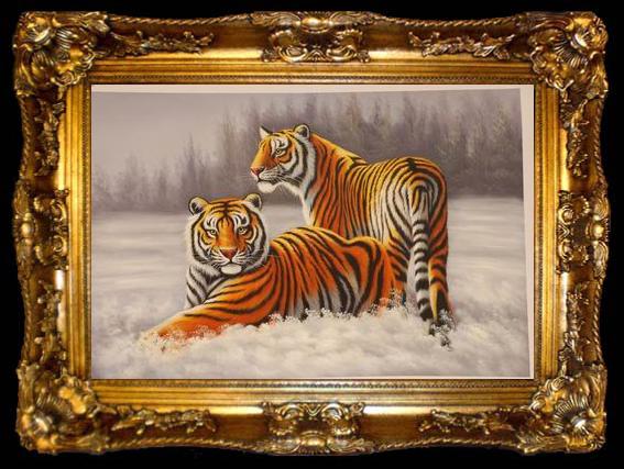framed  unknow artist Tigers 022, ta009-2