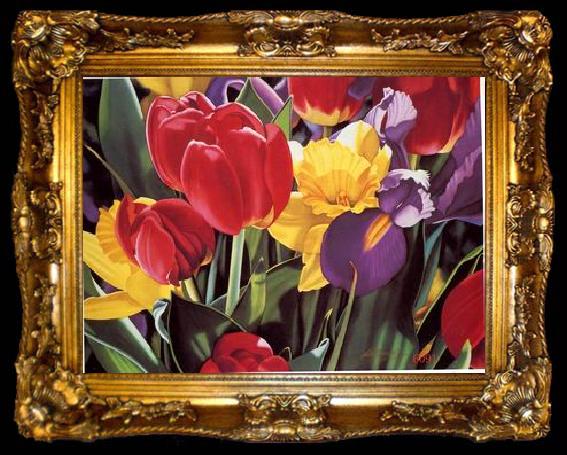 framed  unknow artist Still life floral, all kinds of reality flowers oil painting 26, ta009-2