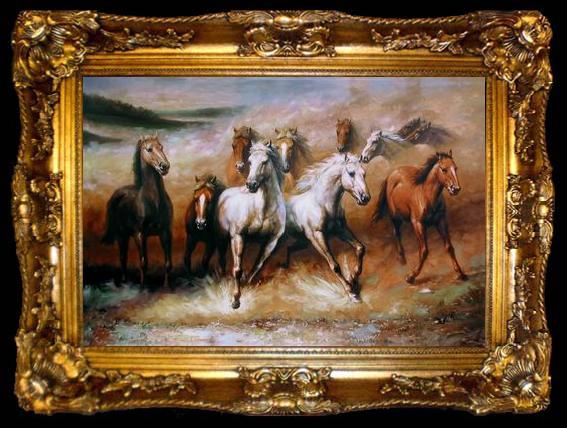 framed  unknow artist Horses 02, ta009-2