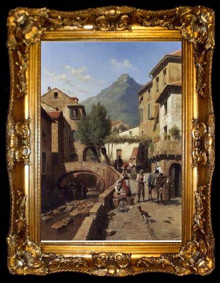 framed  unknow artist European city landscape, street landsacpe, construction, frontstore, building and architecture. 099, ta009-2