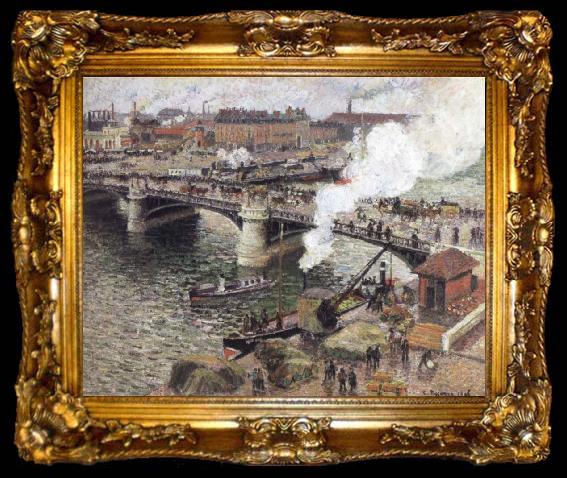 framed  Camille Pissarro The Boldieu Bridge,Rouen, ta009-2
