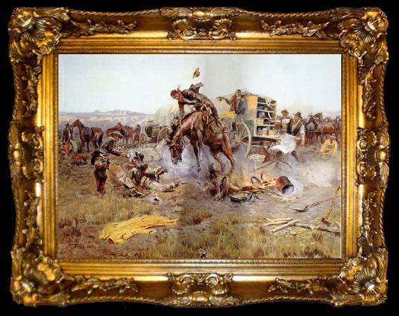 framed  Charles M Russell Camp cook-s Troubles, ta009-2