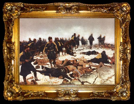framed  Frederic Remington Battle of war bonnet creek, ta009-2