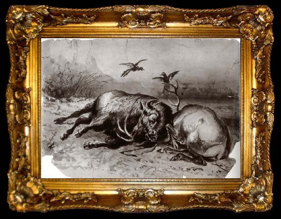 framed  Jules Tavernier Slauterd for the hide, ta009-2