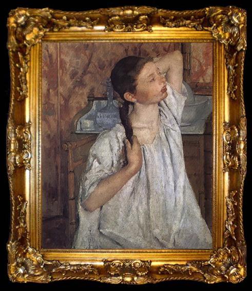 framed  Mary Cassatt The girl do up her hair, ta009-2