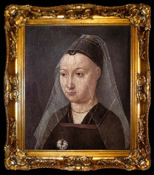 framed  Master of the Saint Ursula Legend Portrait of a Lady with a Carnation, ta009-2