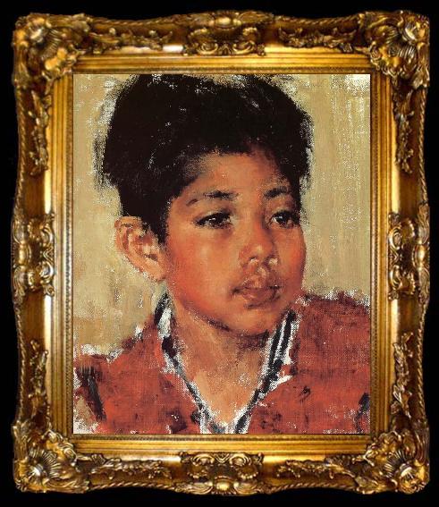 framed  Nikolay Fechin Indian Boy in red, ta009-2