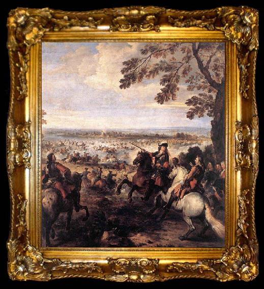 framed  Parrocel, Joseph The Crossing of the Rhine by the Army of Louis XIV, ta009-2