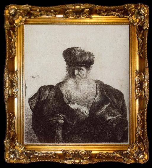 framed  REMBRANDT Harmenszoon van Rijn Old Man with Beard,Fur Cap and Velvet Cloak, ta009-2