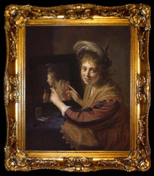 framed  REMBRANDT Harmenszoon van Rijn Girl at a Mirror, ta009-2