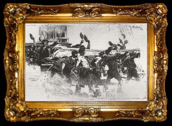 framed  Walton Taber Kearsarge Gun Crew, ta009-2