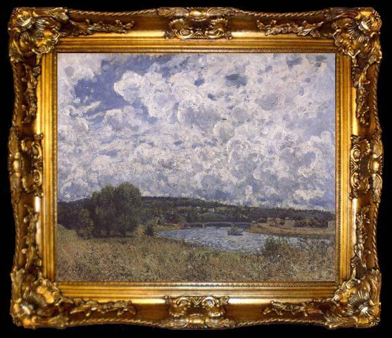 framed  Alfred Sisley The Seine at Suresnes, ta009-2