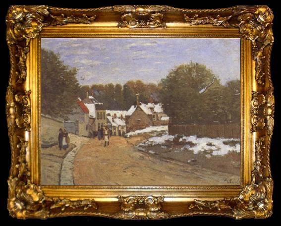 framed  Alfred Sisley First Snow at Louveciennes, ta009-2
