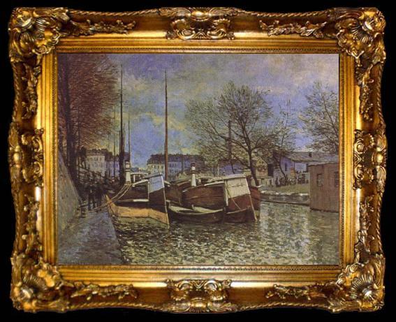 framed  Alfred Sisley Saint-Martin Canal in Paris, ta009-2