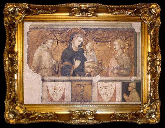 framed  Ambrogio Lorenzetti Madonna with St Francis and St John the Evangelist, ta009-2