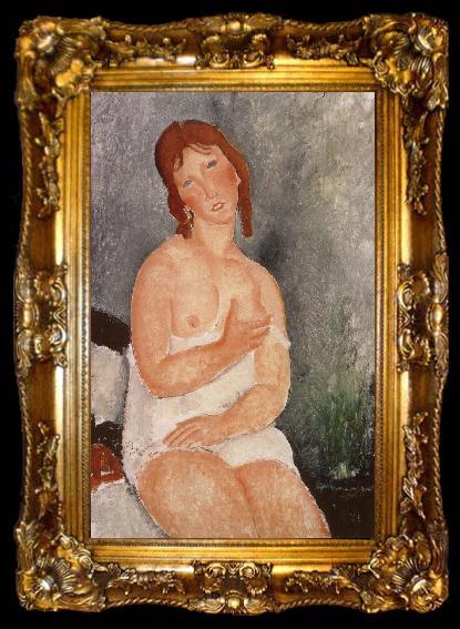 framed  Amedeo Modigliani Red-Haired young woman in chemise, ta009-2