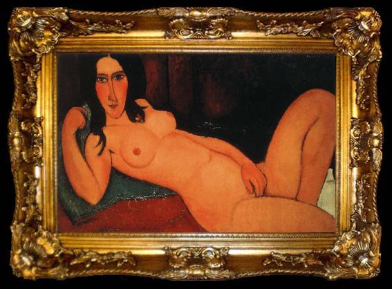 framed  Amedeo Modigliani Reclining nude with loose hair, ta009-2