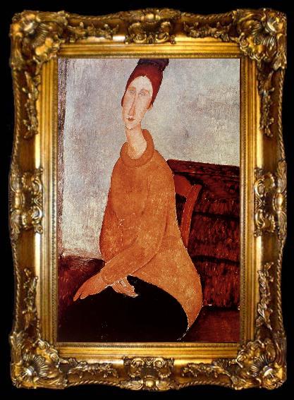 framed  Amedeo Modigliani Yellow Sweater, ta009-2