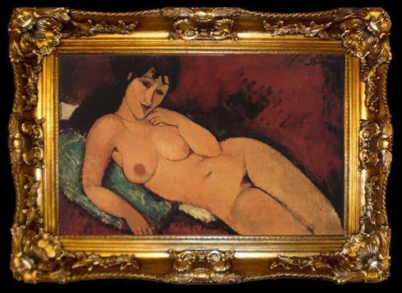 framed  Amedeo Modigliani Nude on a blue cushion, ta009-2