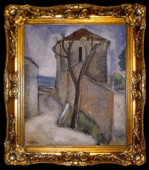 framed  Amedeo Modigliani Tree and Houses, ta009-2