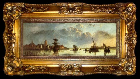 framed  CUYP, Aelbert View on the Maas at Dordrecht, ta009-2