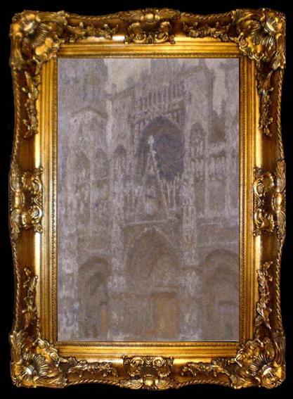framed  Claude Monet Rouen Cathedral in Overcast Weather, ta009-2