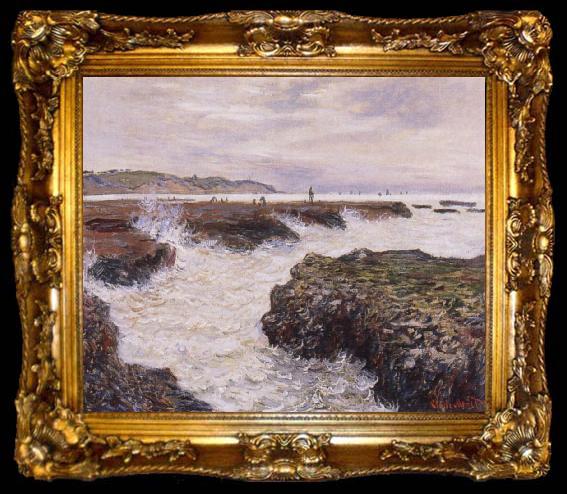 framed  Claude Monet The Rocks near Pourville at Ebb Tide, ta009-2