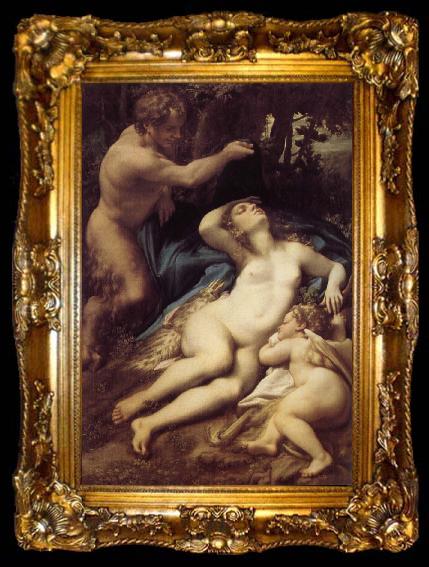 framed  Correggio Venus, satyr and Cupido, ta009-2