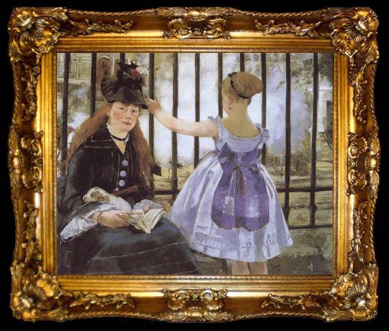 framed  Edouard Manet The Railway,Gare Saint-Lazare, ta009-2