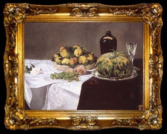 framed  Edouard Manet Stilleben with melon and peaches, ta009-2