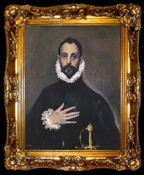 framed  El Greco Nobleman with his Hand on his chest, ta009-2