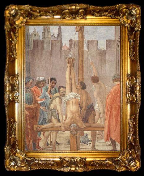 framed  Fra Filippo Lippi Disputation with Simon Magus and Crucifixion of Peter, ta009-2