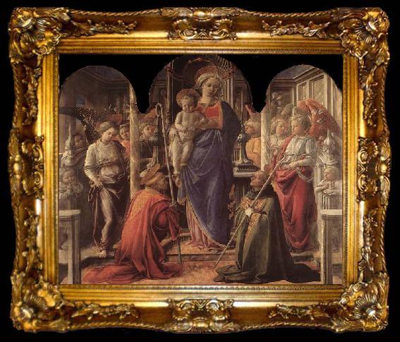 framed  Fra Filippo Lippi Madonna and Child with St Fredianus and St Augustine, ta009-2