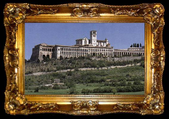 framed  GIOTTO di Bondone View of the Church of San Francesco established in 1228, ta009-2