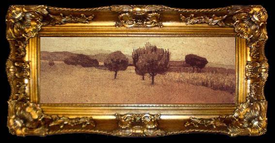 framed  Giuseppe Abbati Landscape at Castiglioncello, ta009-2