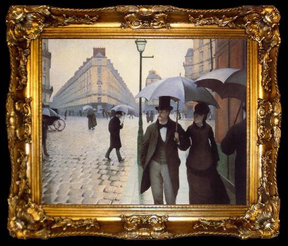framed  Gustave Caillebotte Paris,The Places de l-Europe on a Rainy Day, ta009-2