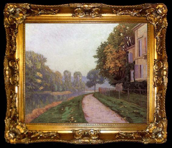 framed  Gustave Caillebotte Riverbank in Morning Haze, ta009-2