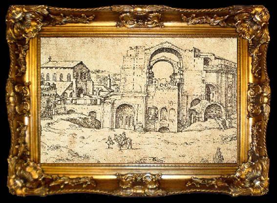 framed  HEEMSKERCK, Maerten van Construction of the new St Peter-s in Rome, ta009-2