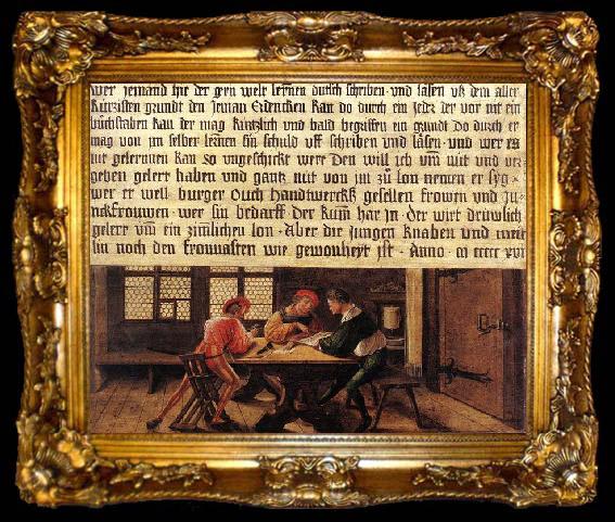 framed  HOLBEIN, Hans the Younger Signboard for a Schoolmaster, ta009-2