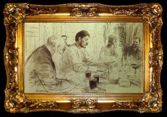 framed  Ilya Repin Repin-s  pencil sketch, ta009-2