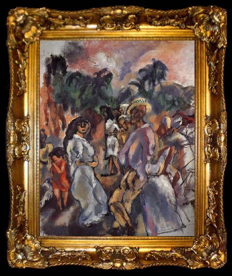framed  Jules Pascin Composition of picture of Cuba, ta009-2