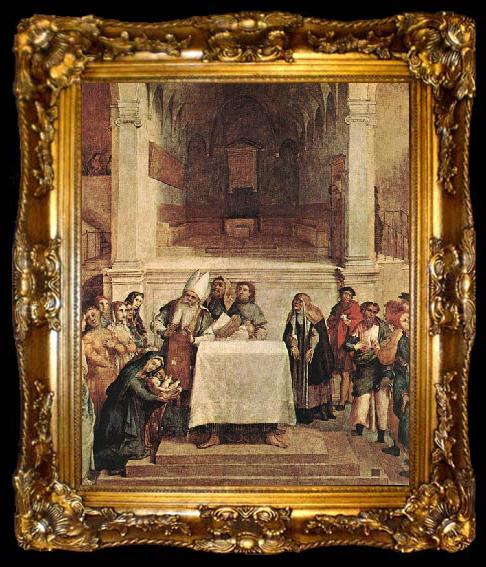 framed  Lorenzo Lotto Presentation on the Temple, ta009-2